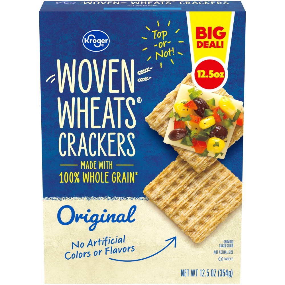 slide 2 of 3, Kroger Woven Wheats Original Crackers, 12.5 oz