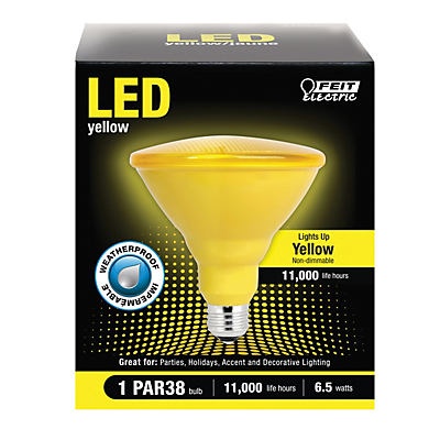 slide 1 of 1, Feit Electric LED 6.5 Watt PAR38 Yellow Light Bulb, 1 ct