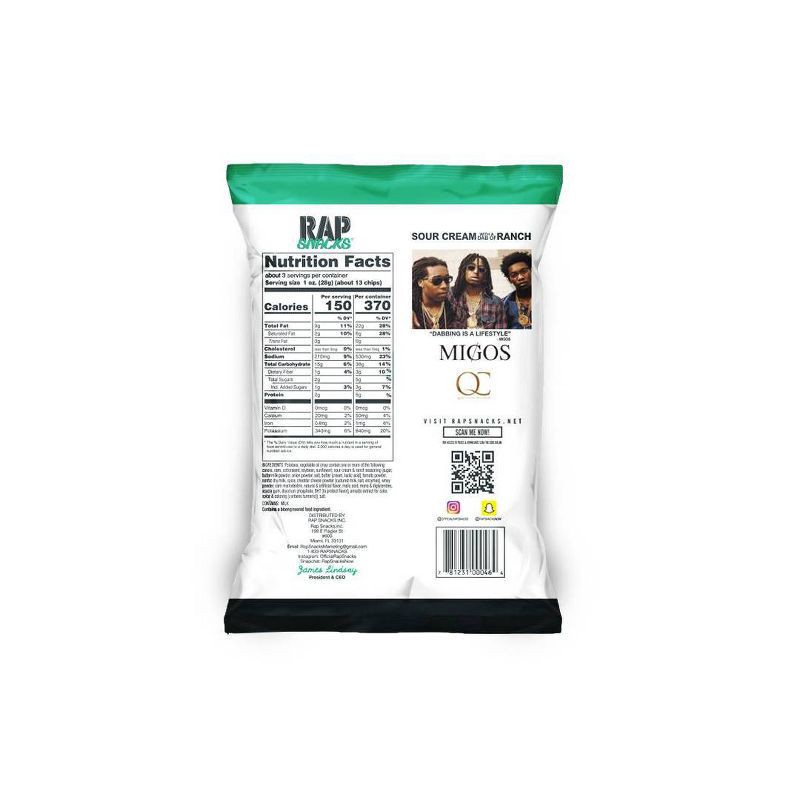 slide 3 of 3, Rap Snacks Sour Cream with a Dab of Ranch Potato Chips 2.5 oz, 2.5 oz