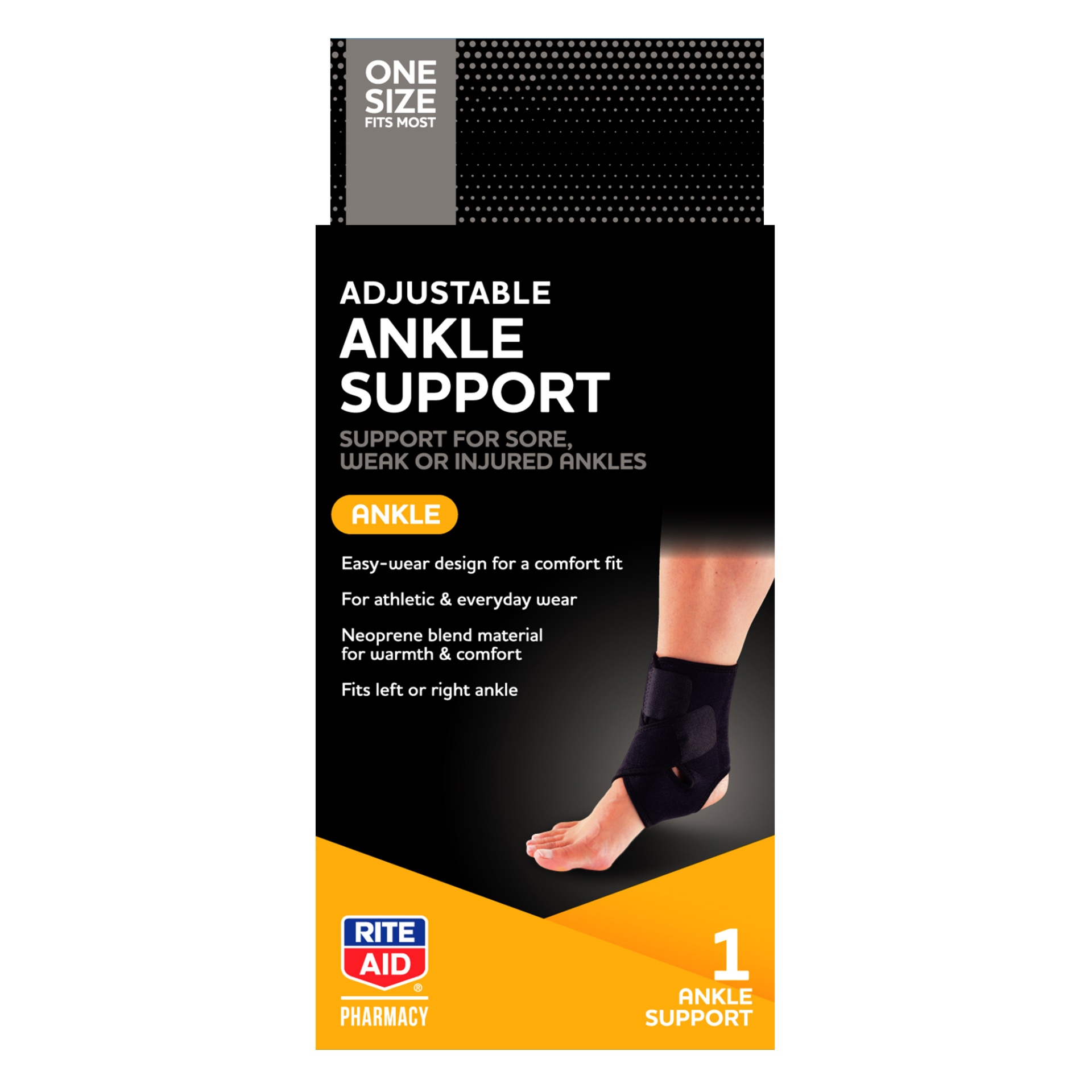 slide 1 of 1, Rite Aid Ra Afjust Ankle Supp Os, 1 ct
