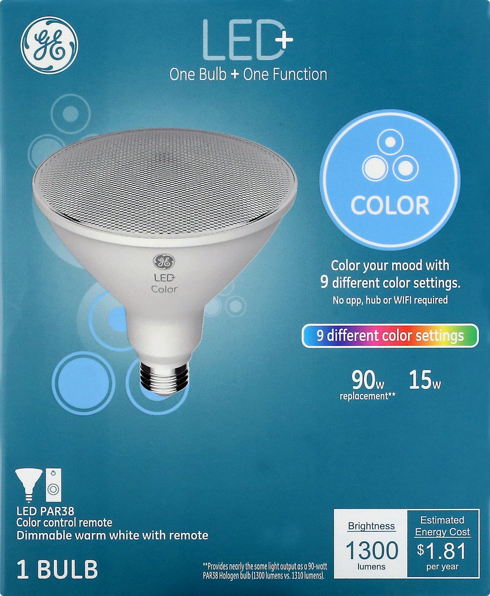 slide 2 of 11, GE LED+ Color 15 Watts Light Bulb 1 ea, 1 ct