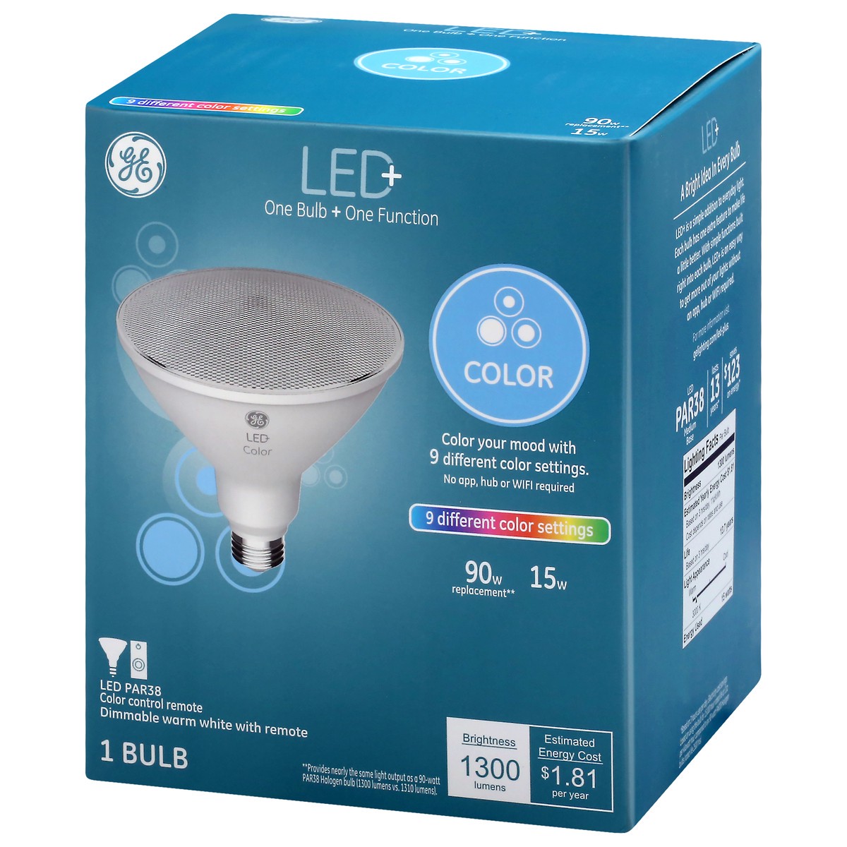 slide 8 of 11, GE LED+ Color 15 Watts Light Bulb 1 ea, 1 ct