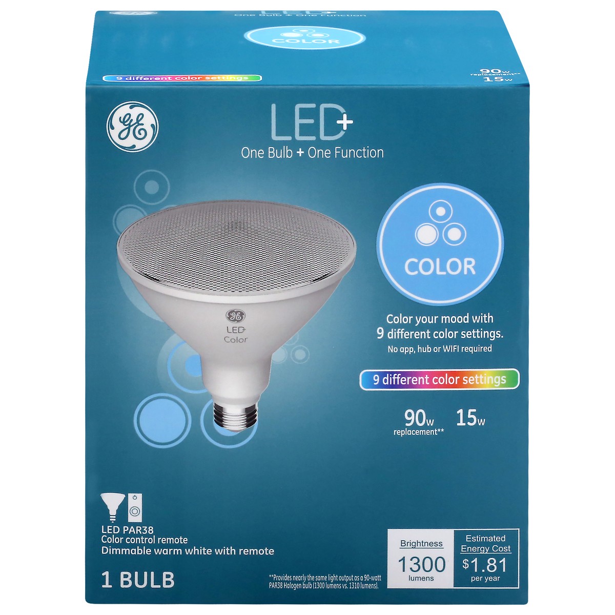 slide 1 of 11, GE LED+ Color 15 Watts Light Bulb 1 ea, 1 ct