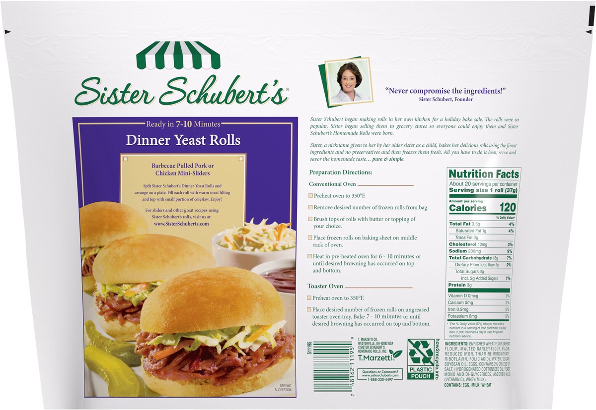 slide 12 of 14, Sister Schubert's Dinner Yeast Rolls 26 oz. Bag, 20 ct