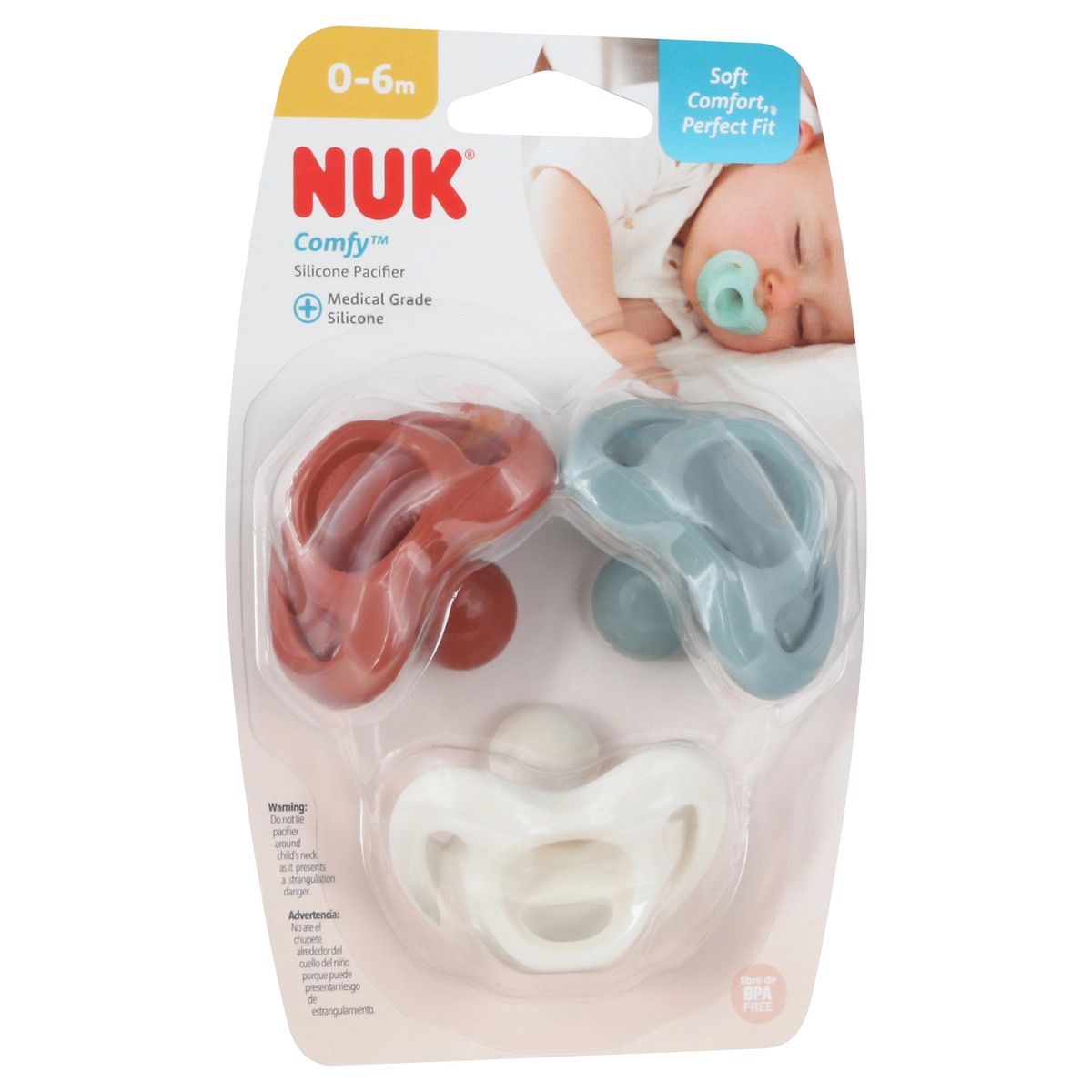 slide 5 of 12, NUK Comfy Silicone 0-6 Month Pacifier 1 ea, 3 ct