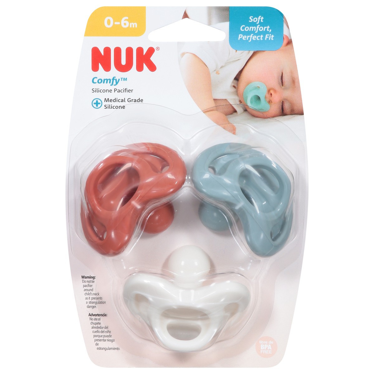 slide 1 of 12, NUK Comfy Silicone 0-6 Month Pacifier 1 ea, 1 ct