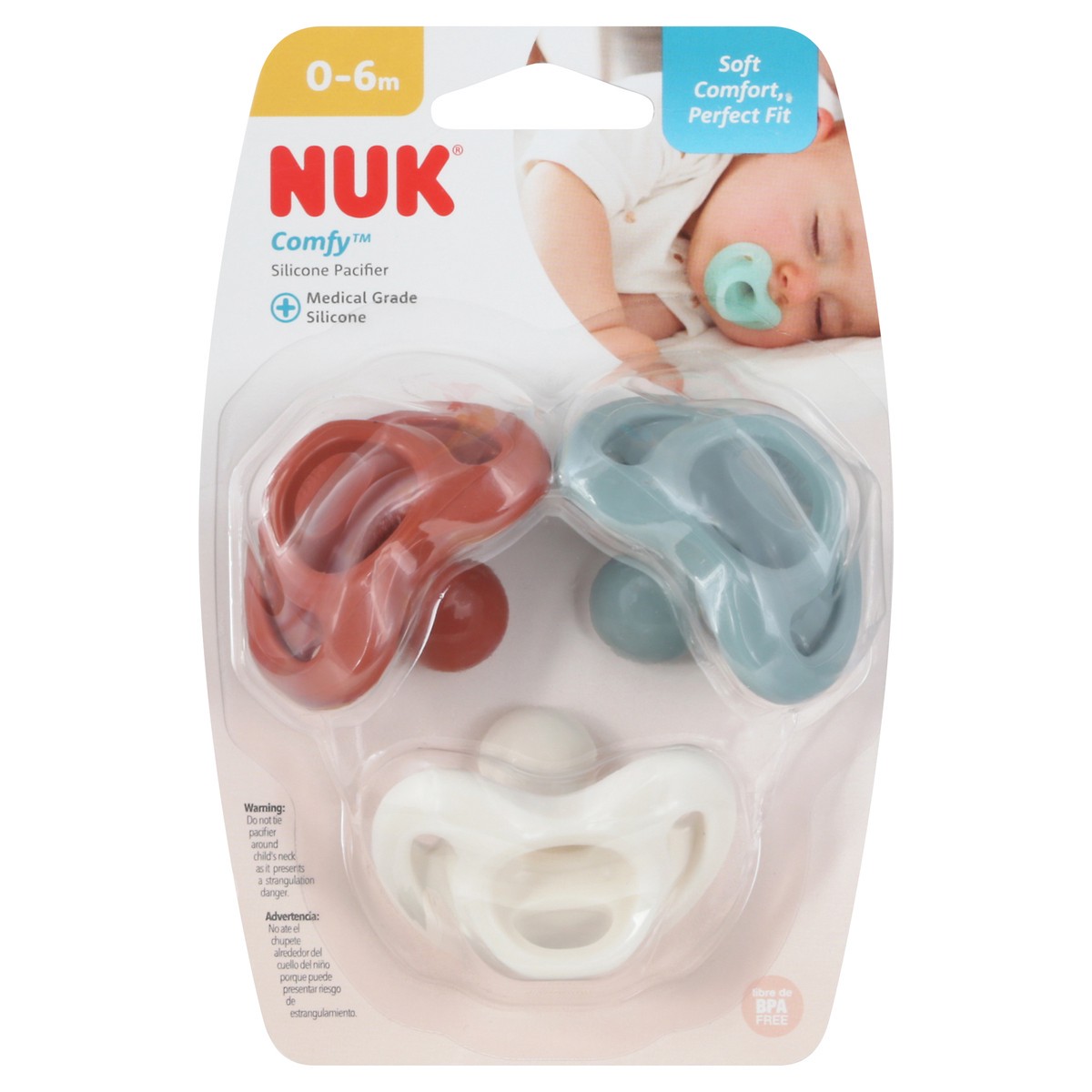 slide 11 of 12, NUK Comfy Silicone 0-6 Month Pacifier 1 ea, 3 ct