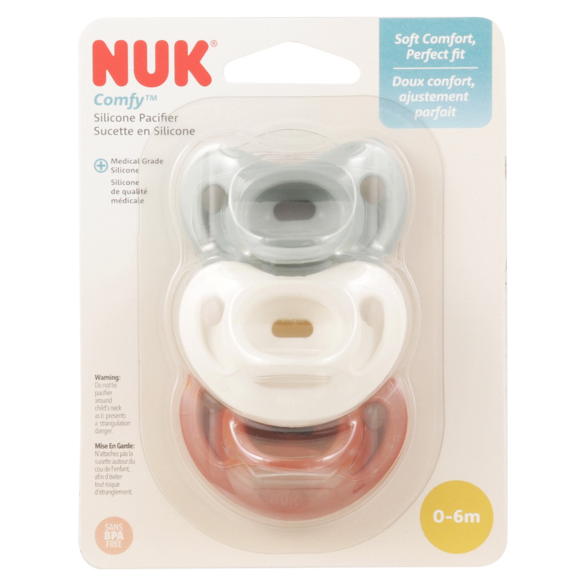 slide 1 of 12, NUK Comfy Silicone 0-6 Month Pacifier 1 ea, 3 ct