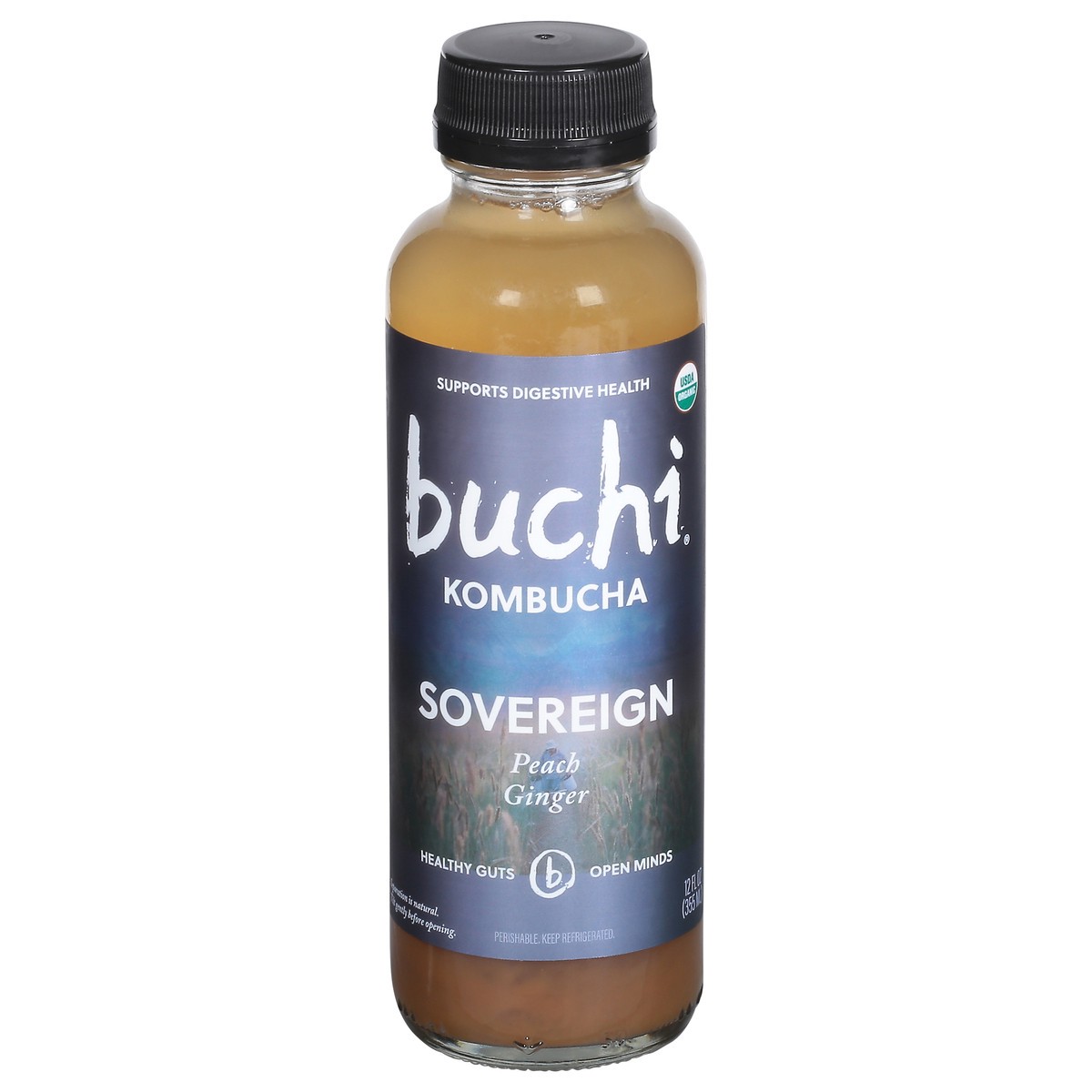 slide 5 of 13, Buchi Sovereign Peach Ginger Kombucha 12 fl oz, 12 fl oz