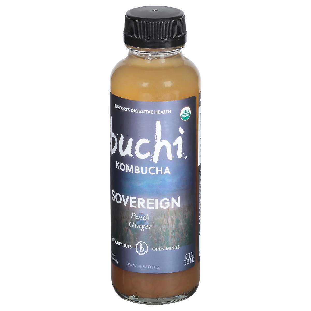 slide 11 of 13, Buchi Sovereign Peach Ginger Kombucha 12 fl oz, 12 fl oz