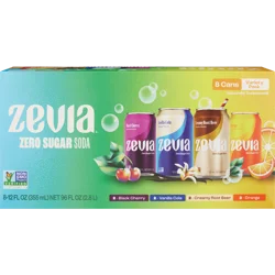 Zevia, Zero Sugar Soda, Variety Pack, 8 Ct, 96 Oz