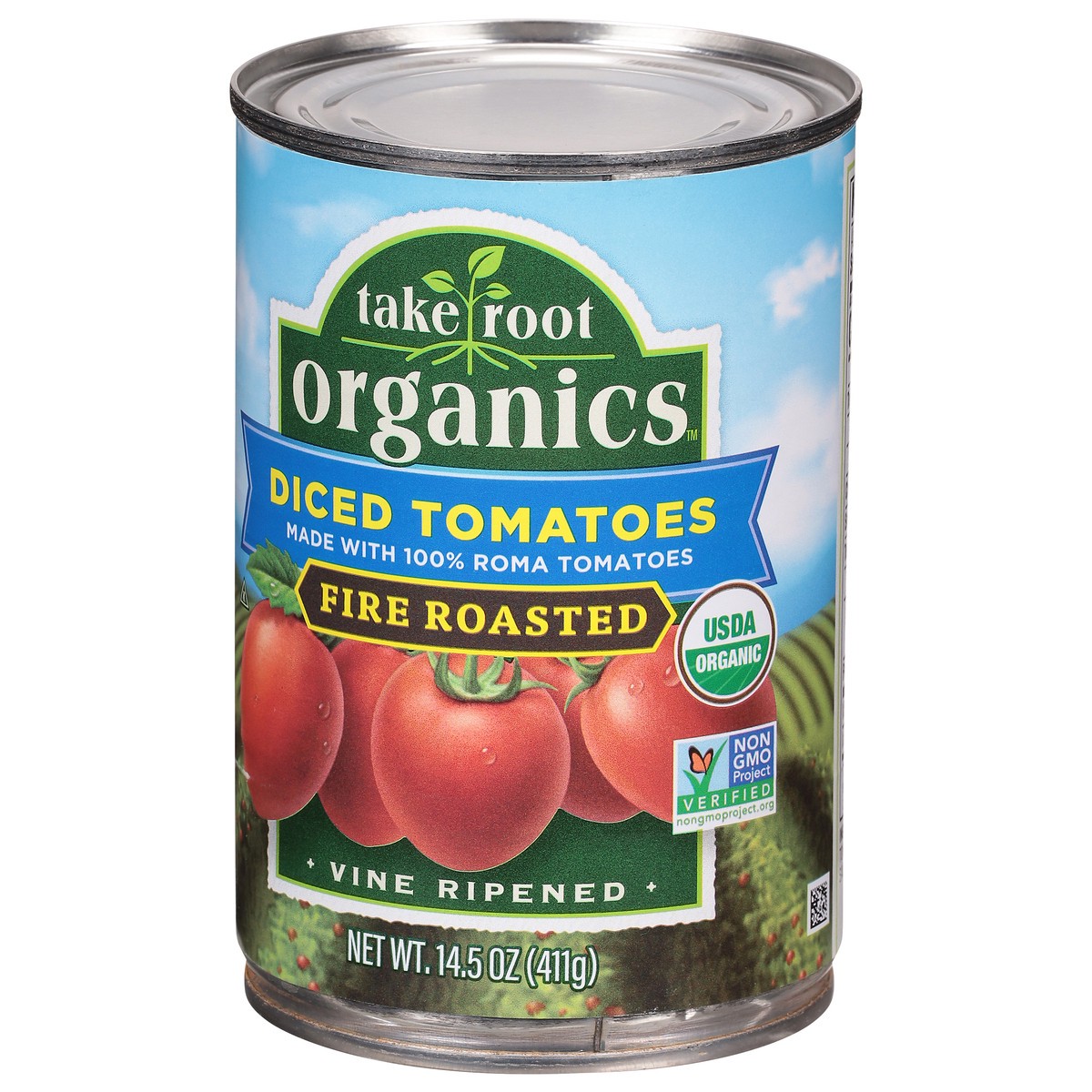 slide 2 of 13, Take Root Organics Organic Fire Roasted Diced Tomatoes, 14.5 oz Can, 14.5 oz