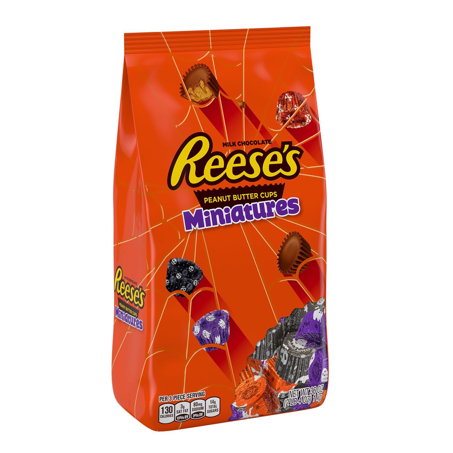 slide 1 of 9, Reese's Miniatures Milk Chocolate Peanut Butter Cups Candy, 36 oz, Bulk Bag, 36 oz