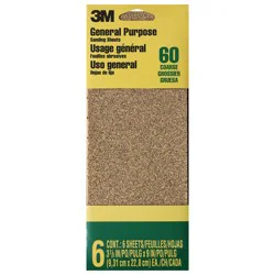 3M Aluminum Oxide Coarse Sandpaper - 6 Pack - Natural