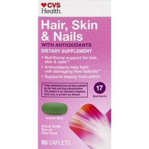 slide 1 of 1, CVS Health Hair, Skin & Nails Caplets, 60 Ct, 1 ct