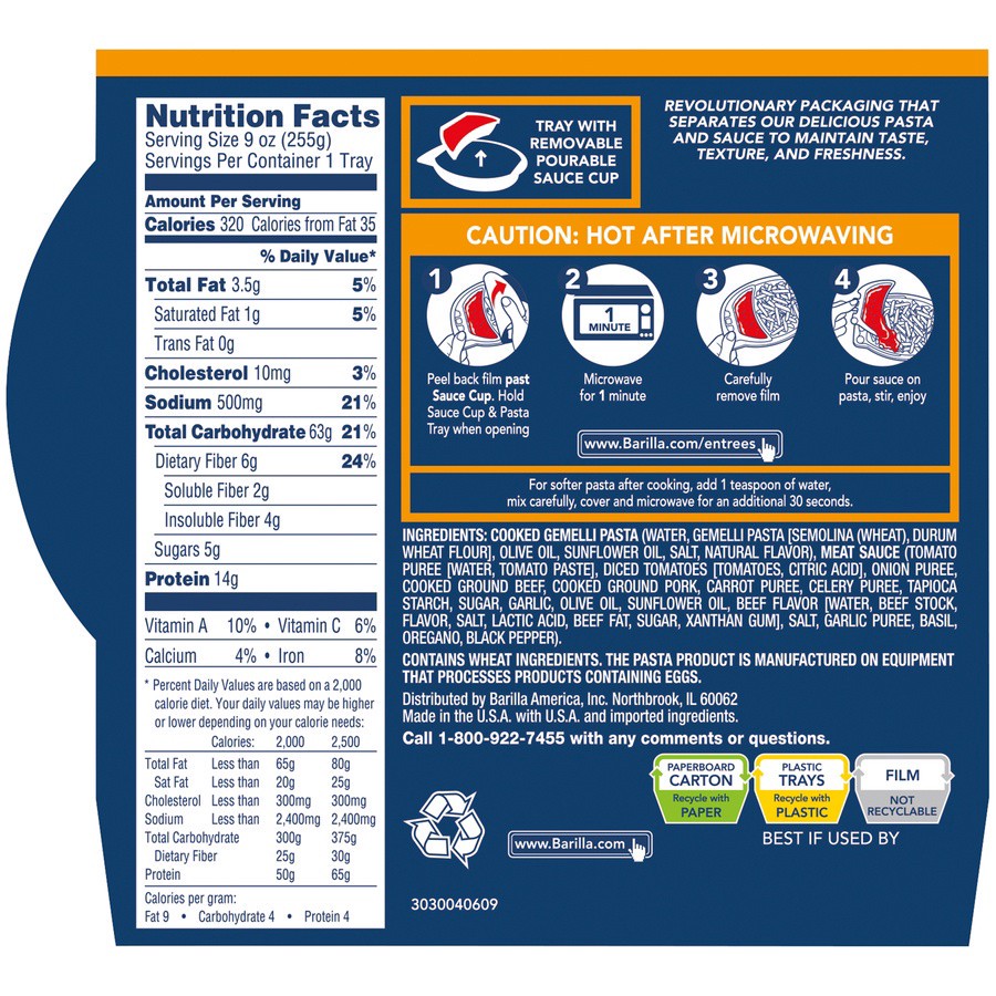 slide 6 of 8, Barilla Gemelli with Meat Sauce, 9 oz