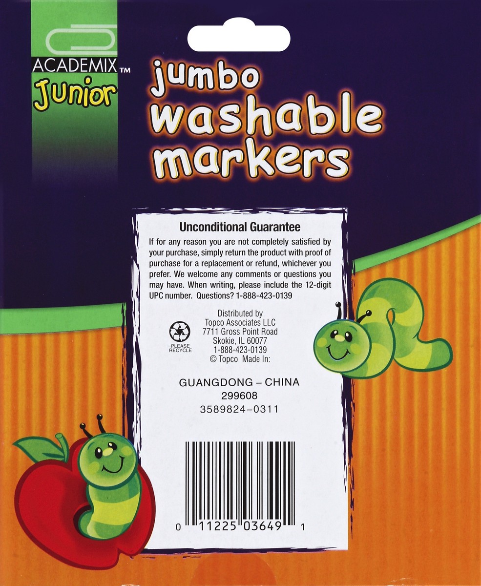slide 6 of 6, Academix Jumbo Washable Markers, 8 ct