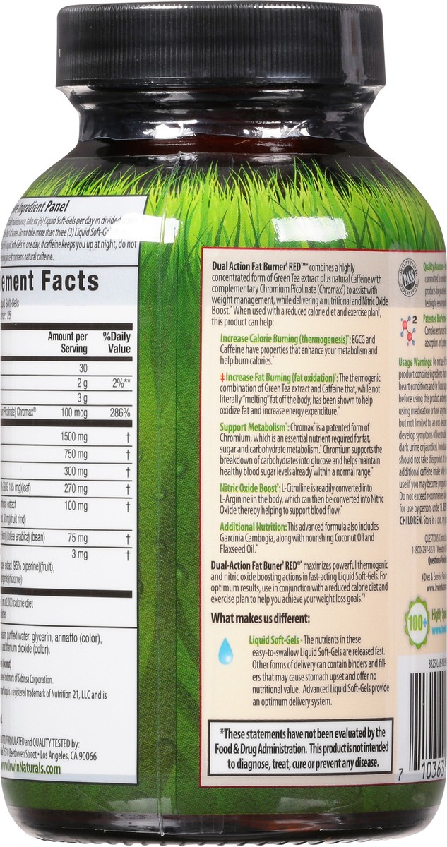 slide 5 of 9, Irwin Naturals Red Dual-Action Fat Burner Liquid Soft-Gels 75 ea, 75 ct