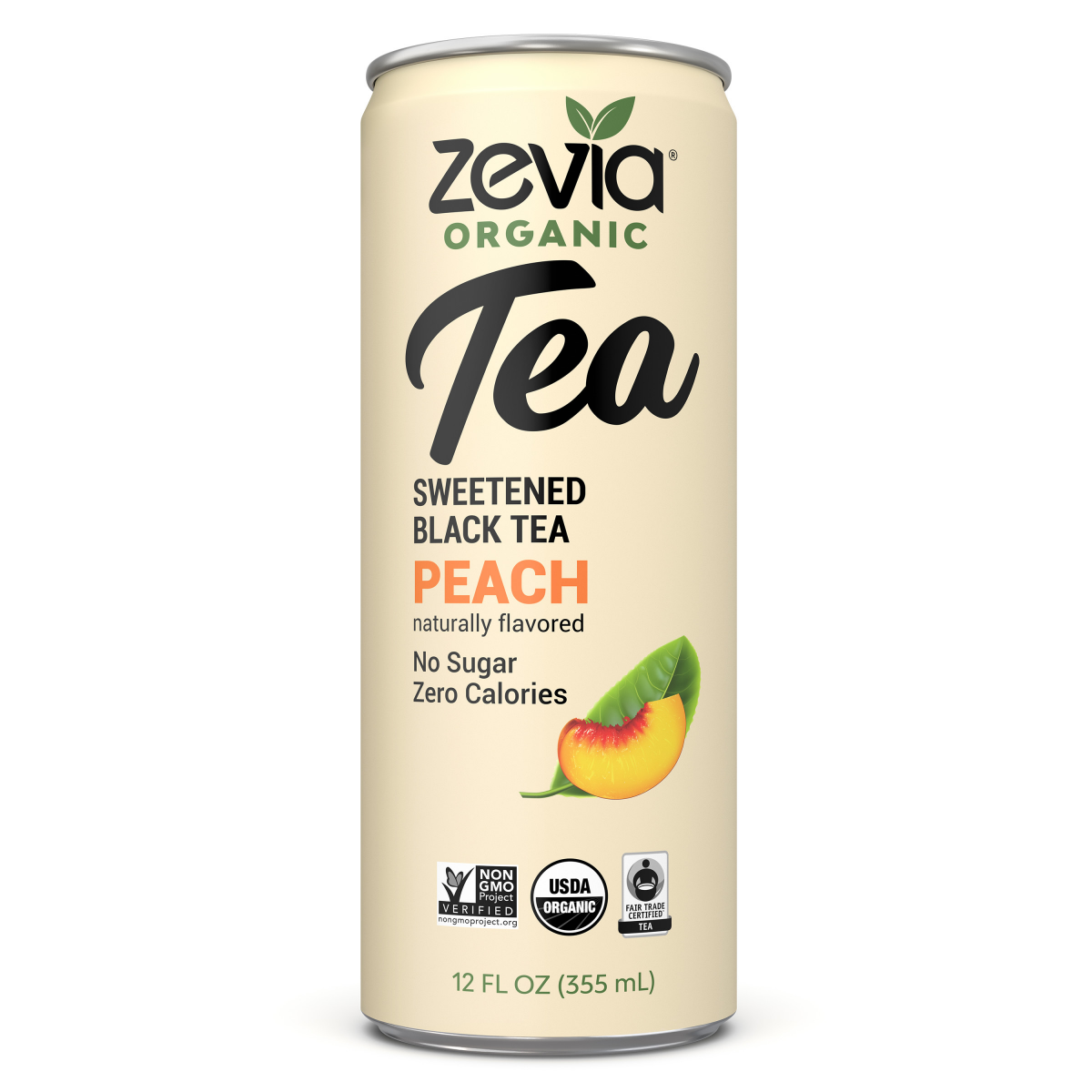 slide 1 of 10, Zevia Organic Zero Calorie Sweetened Peach Black Tea, 12 fl oz