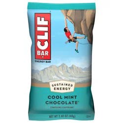 CLIF BAR - Cool Mint Chocolate with Caffeine - Made with Organic Oats - 10g Protein - Non-GMO - Plant Based - Energy Bar - 2.4 oz.