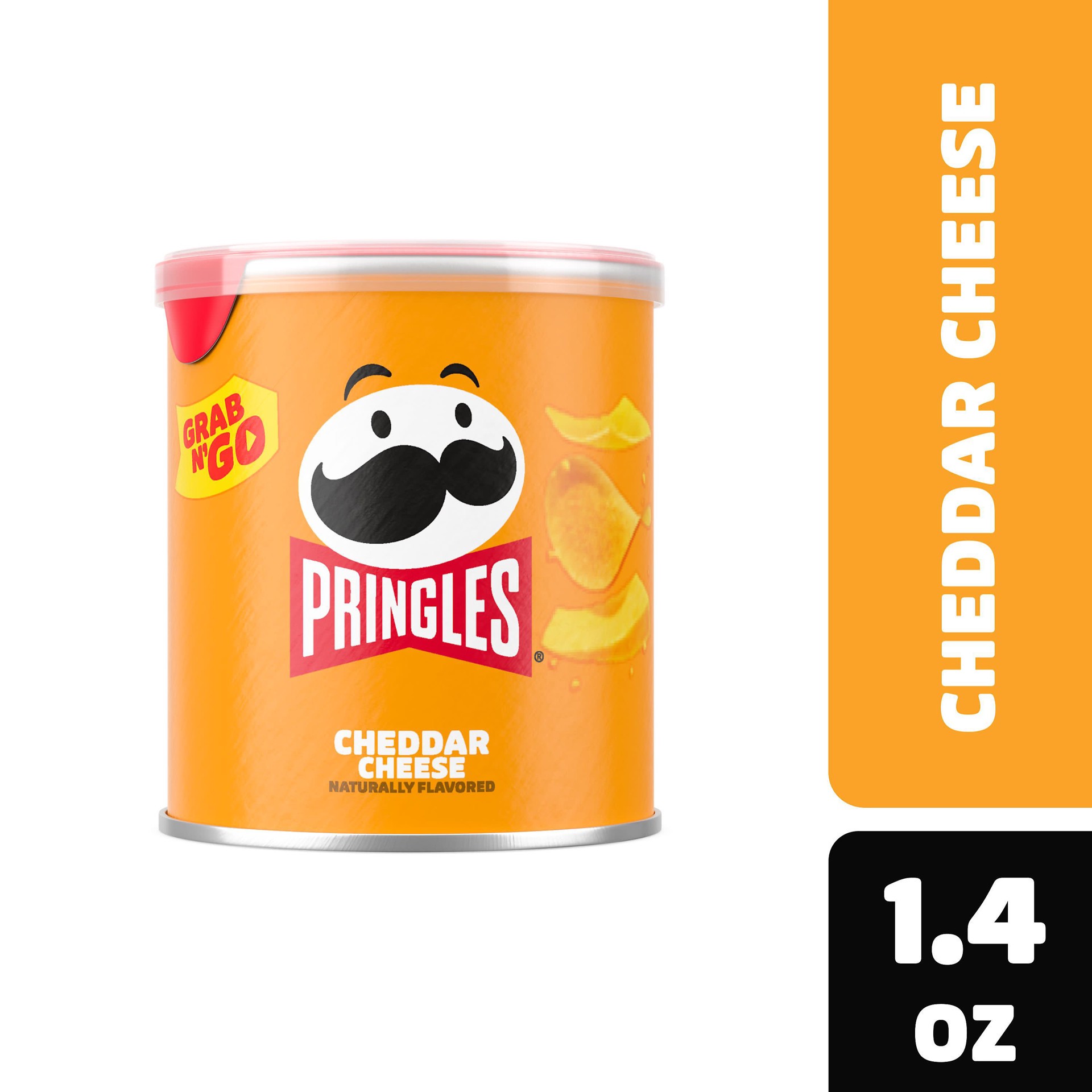 slide 1 of 5, Pringles Potato Crisps Chips, Lunch Snacks, Office and Kids Snacks, Grab N' Go Snack Pack, Cheddar Cheese, 1.4oz Can, 1 Can, 1.4 oz