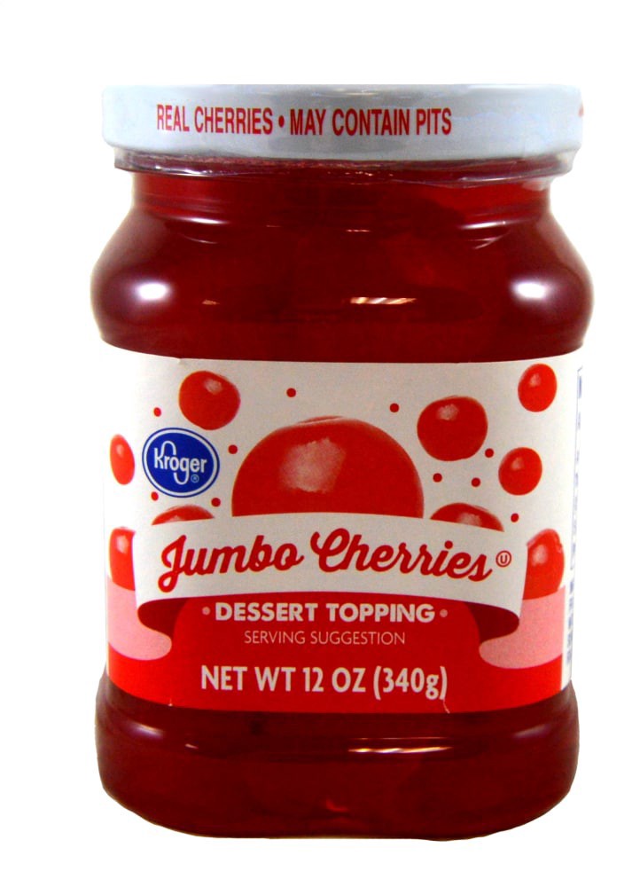 slide 1 of 4, Kroger Jumbo Cherries Dessert Topping, 12 oz