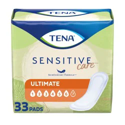 TENA Sensitive Care Ultimate Absorbency Incontinence Pad for Women, 33ct