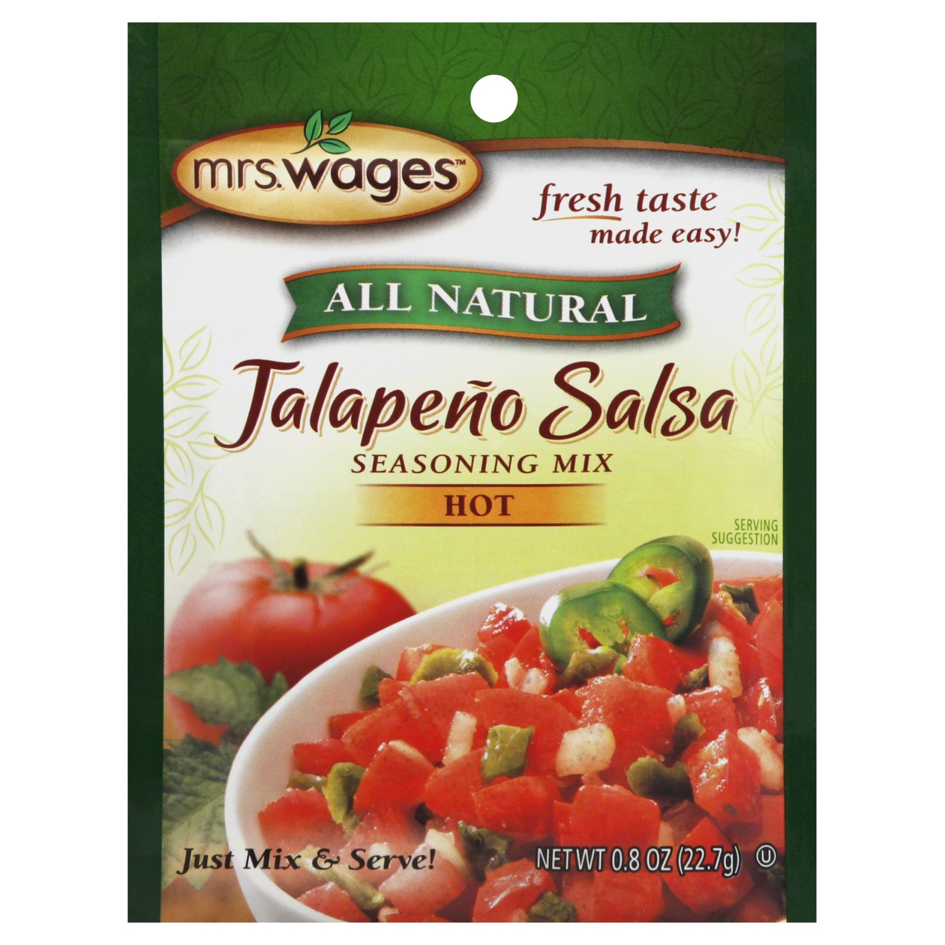 slide 1 of 6, Mrs. Wages Seasoning Mix, Jalapeno Salsa, Hot, 8 oz