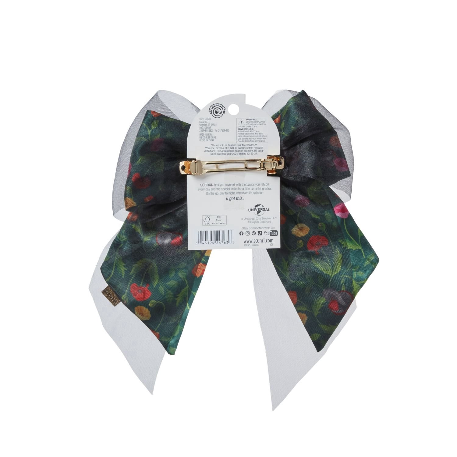 slide 5 of 5, Conair Wicked Bow Barrette, Elphaba Poppy, 1 ct