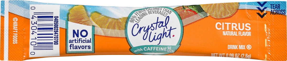 slide 8 of 8, Crystal Light On-the-Go Sugar Free Citrus Powdered Energy Drink Mix, Caffeinated, 0.09 oz Packet, 0.09 oz