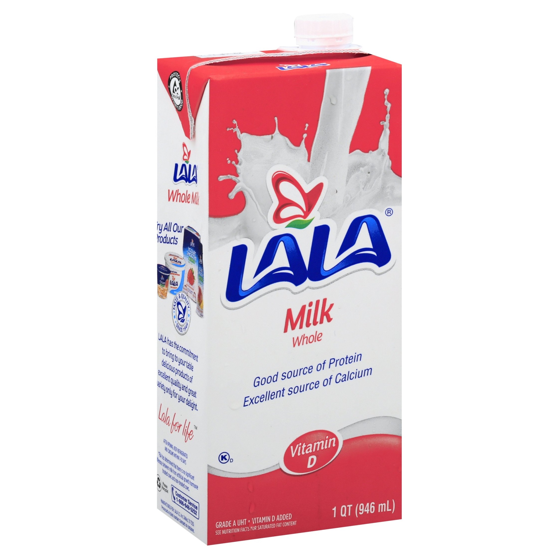 slide 1 of 8, LALA Uht Whl Milk, 32 oz