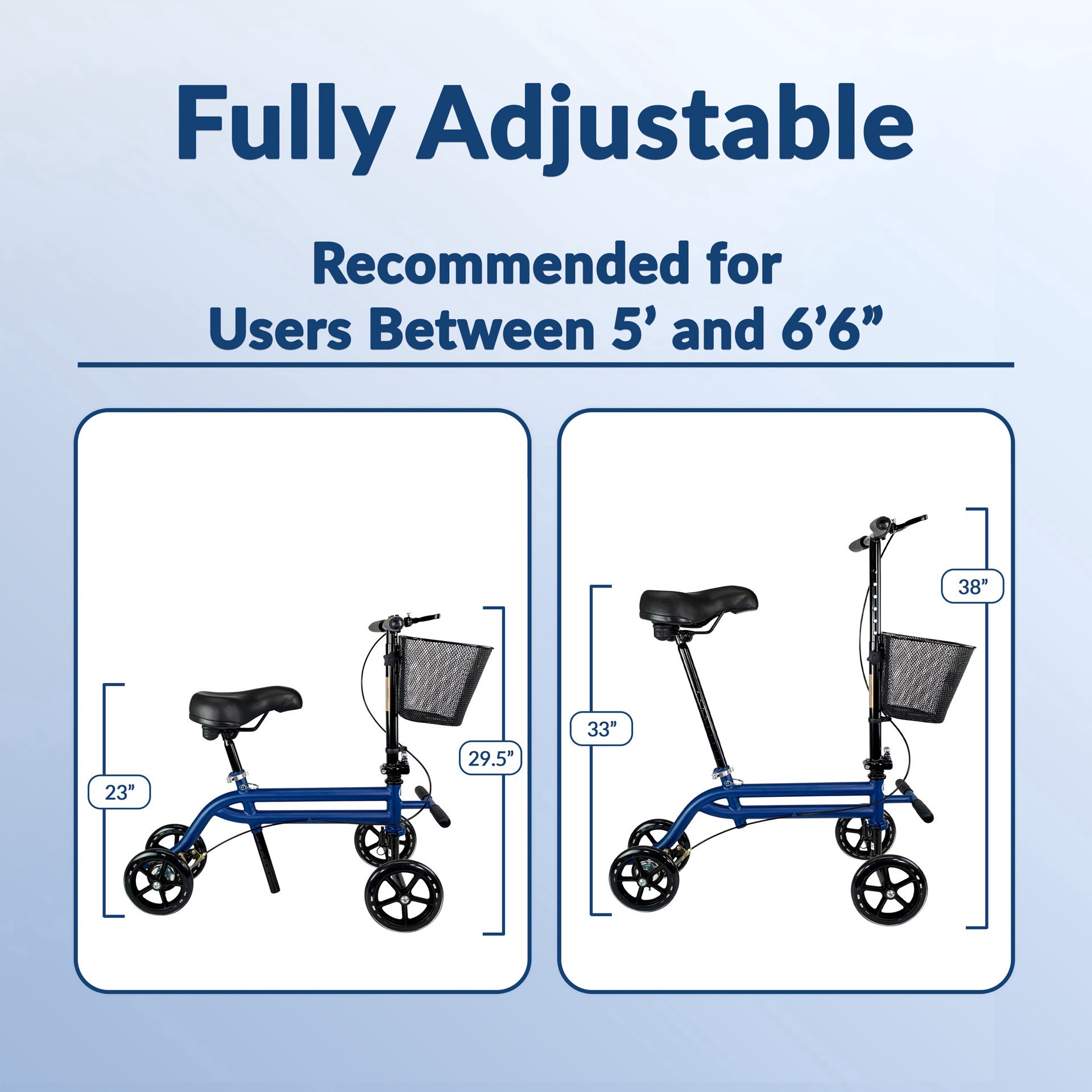 slide 6 of 8, Kneerover Evolution Steerable Seated Scooter Mobility Knee Walker In Blue, 1 ct