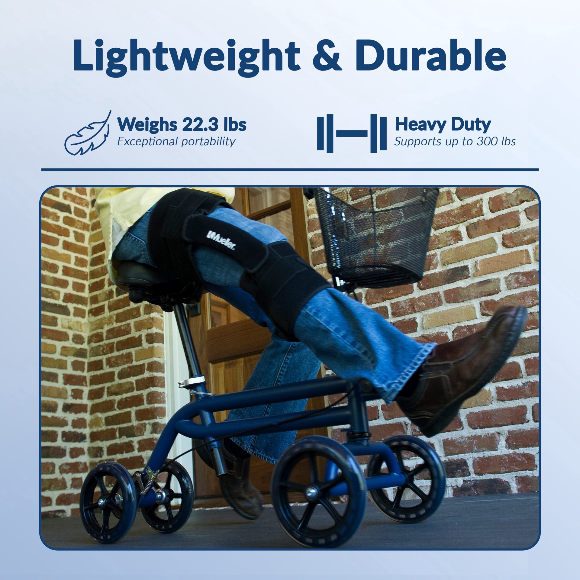 slide 8 of 8, Kneerover Evolution Steerable Seated Scooter Mobility Knee Walker In Blue, 1 ct