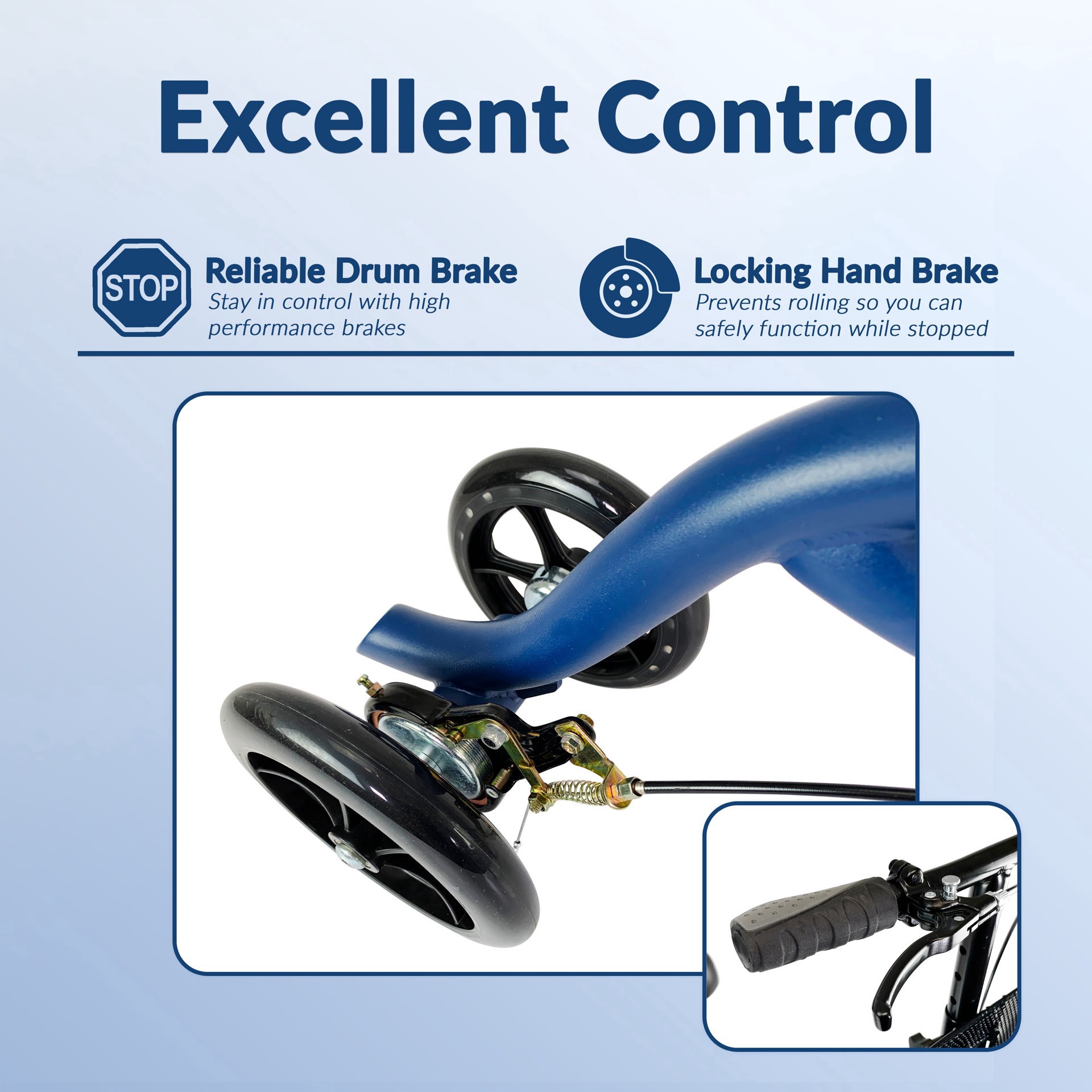 slide 3 of 8, Kneerover Evolution Steerable Seated Scooter Mobility Knee Walker In Blue, 1 ct