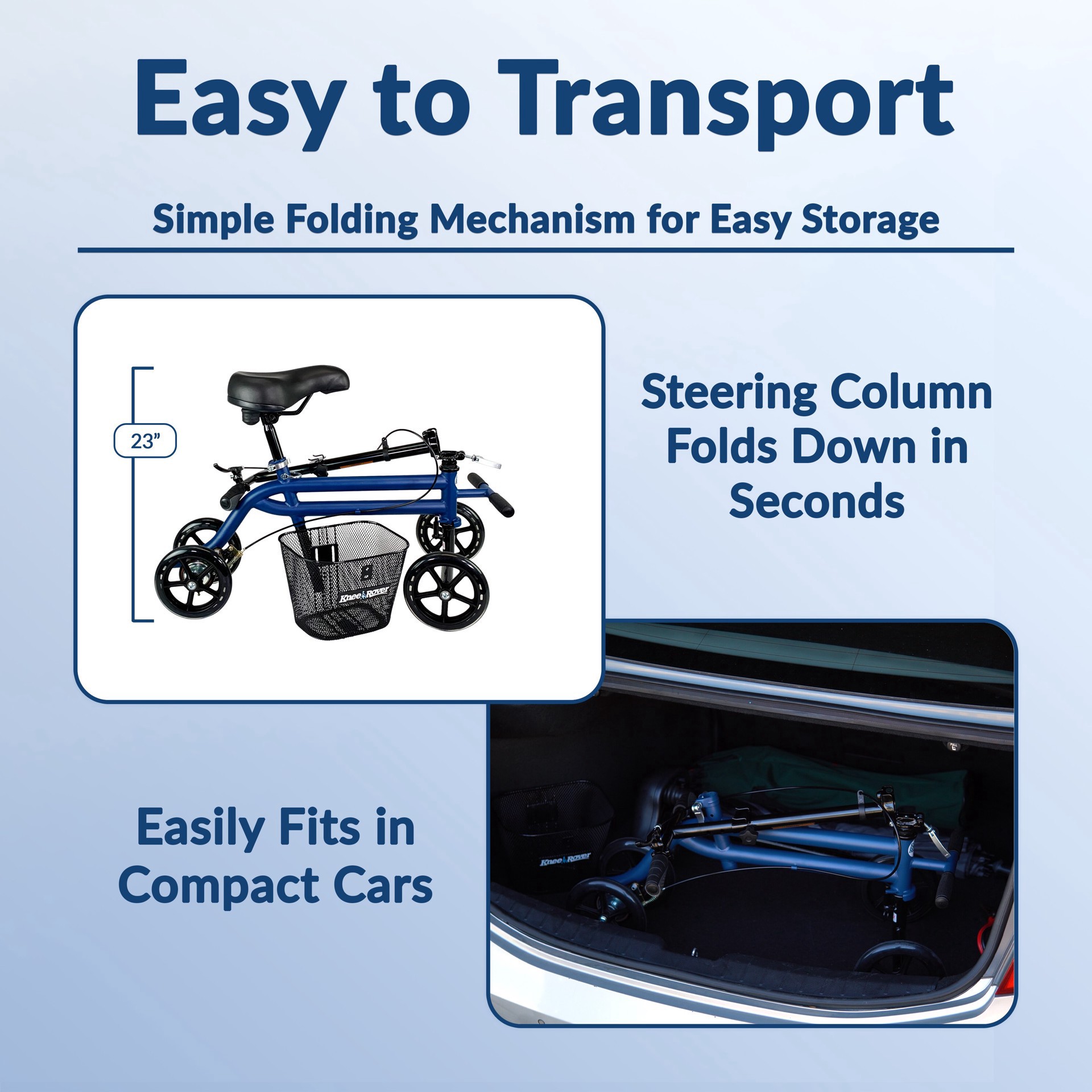 slide 5 of 8, Kneerover Evolution Steerable Seated Scooter Mobility Knee Walker In Blue, 1 ct