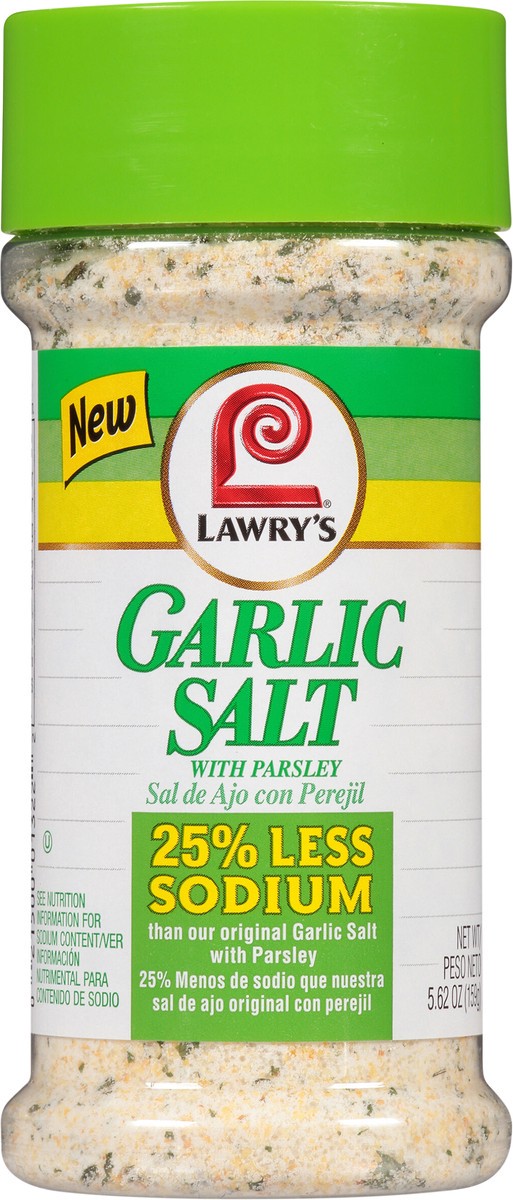 slide 3 of 11, Lawry's 25% Less Sodium Garlic Salt With Parsley, 5.62 oz, 5.62 oz