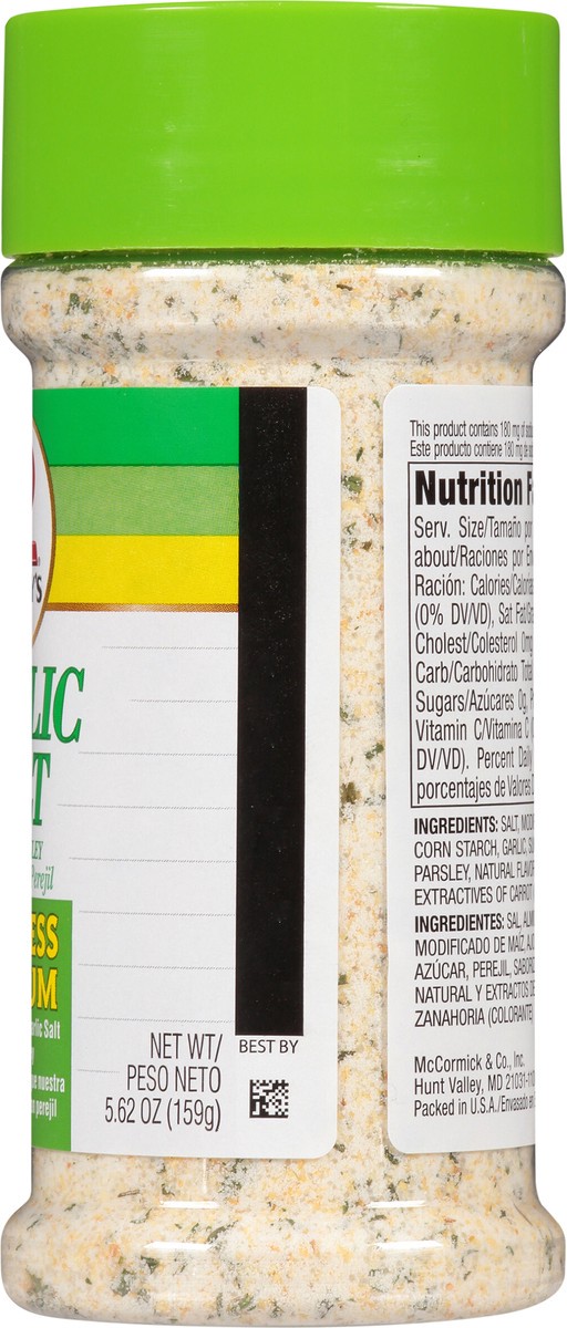 slide 5 of 11, Lawry's 25% Less Sodium Garlic Salt With Parsley, 5.62 oz, 5.62 oz