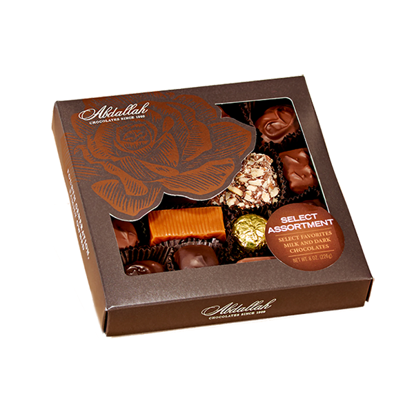slide 1 of 1, Abdallah Candies Select Assortment Chocolates Gift Box, 8 oz