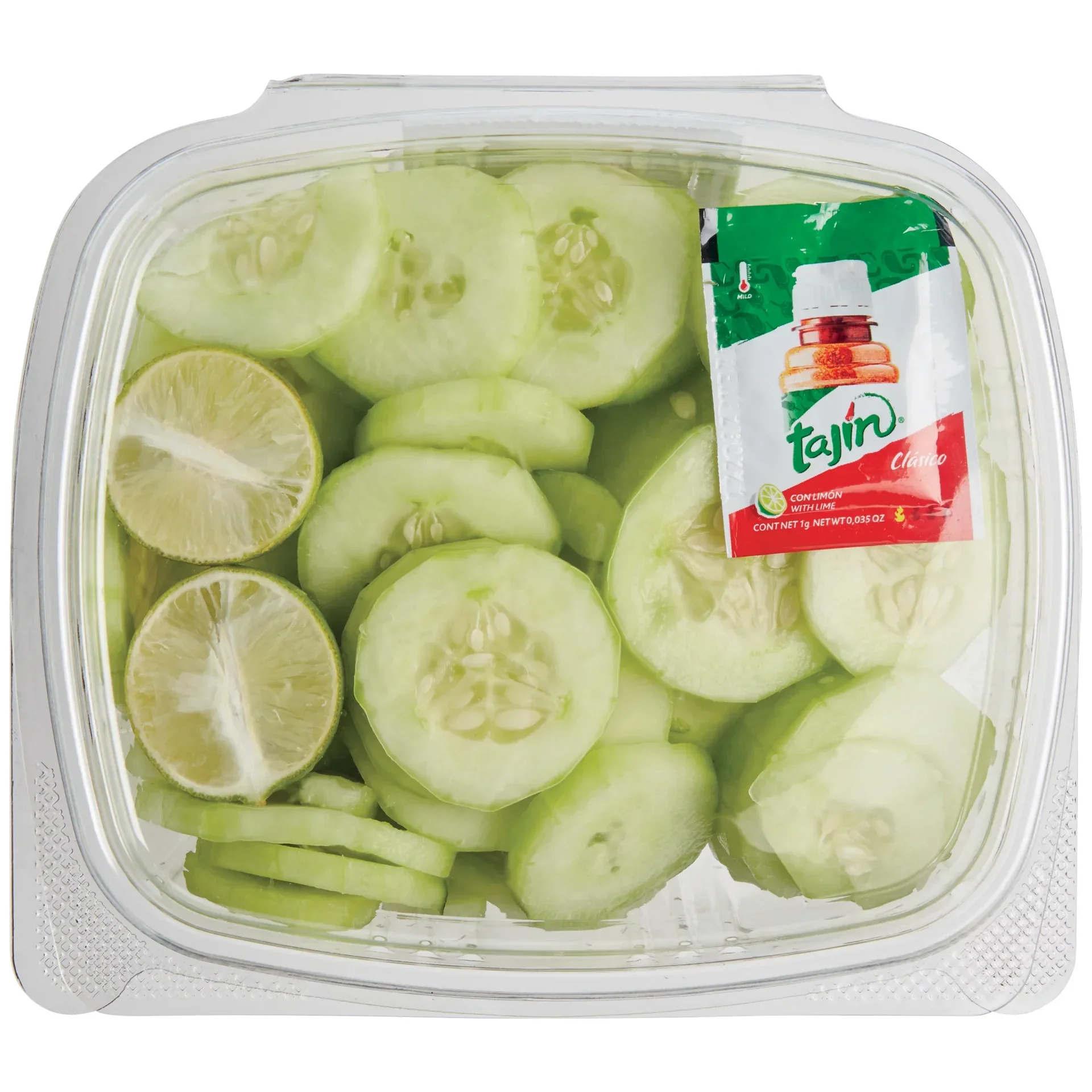 slide 1 of 1, H-E-B Fresh Cut Cucumber Slices with Tajín Seasoning & Lime - Large, per lb