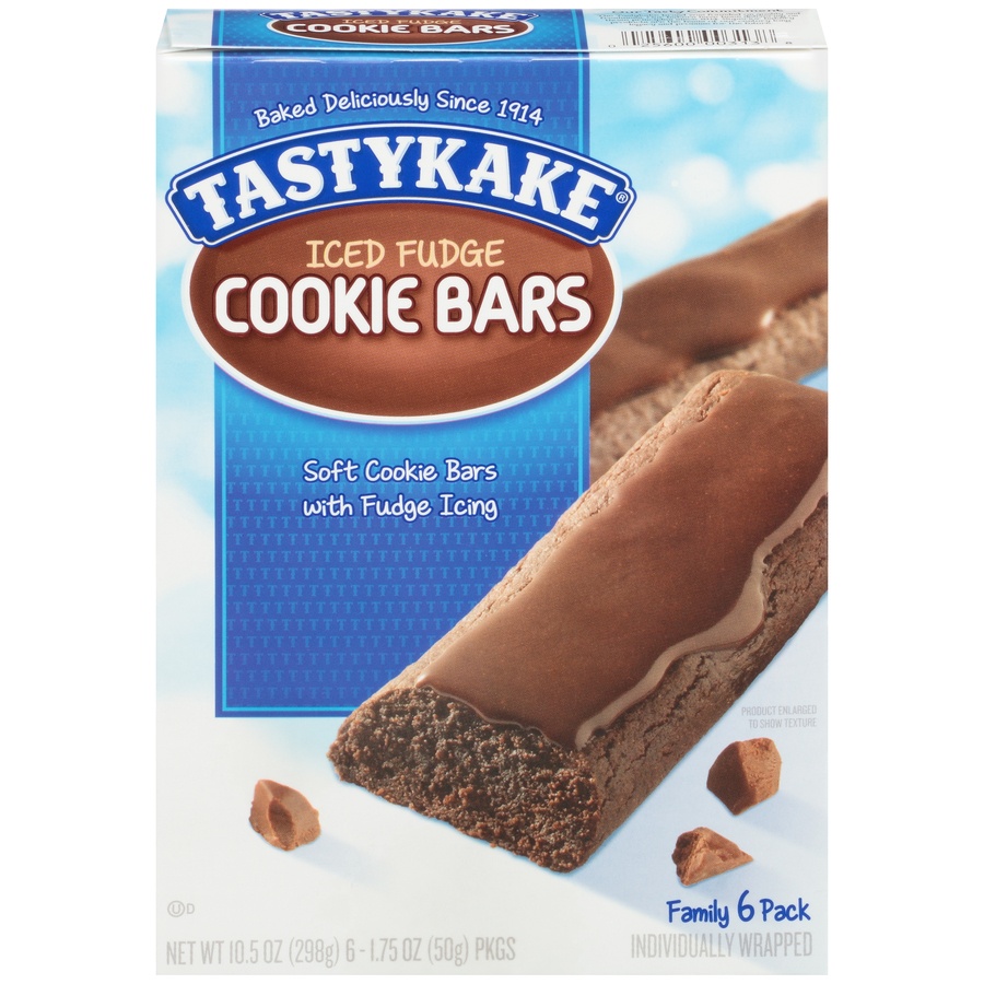 slide 1 of 8, Tastykake Iced Fudge Soft Cookie Bars, 6 ct