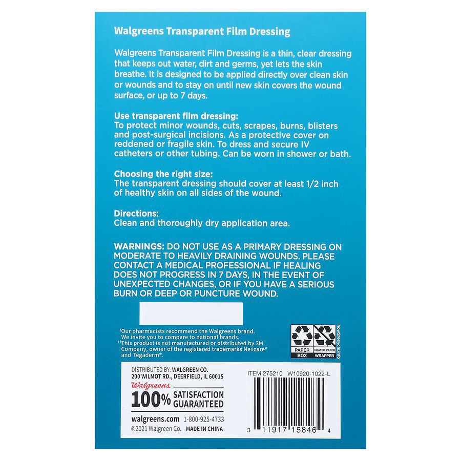 slide 5 of 5, Walgreens Transparent Film Dressing, 8 ct