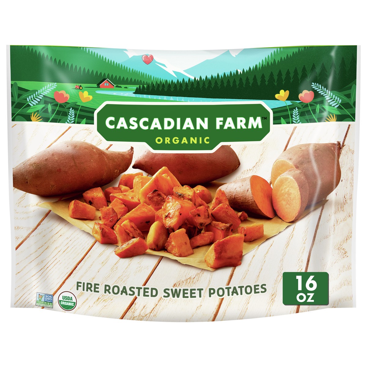 slide 1 of 9, Cascadian Farm Fire Roasted Sweet Potato, 16 oz