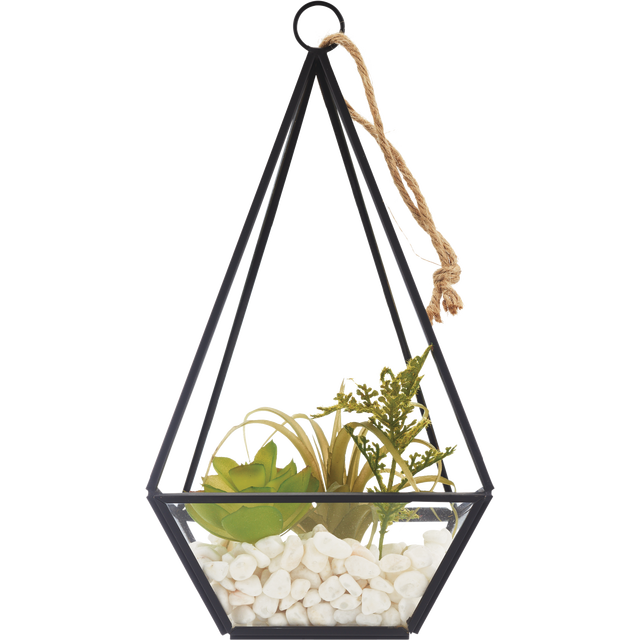 slide 1 of 1, CVS Health Succulent Plant Metal With Glass Bottle Hanging Decoration, 1 ct