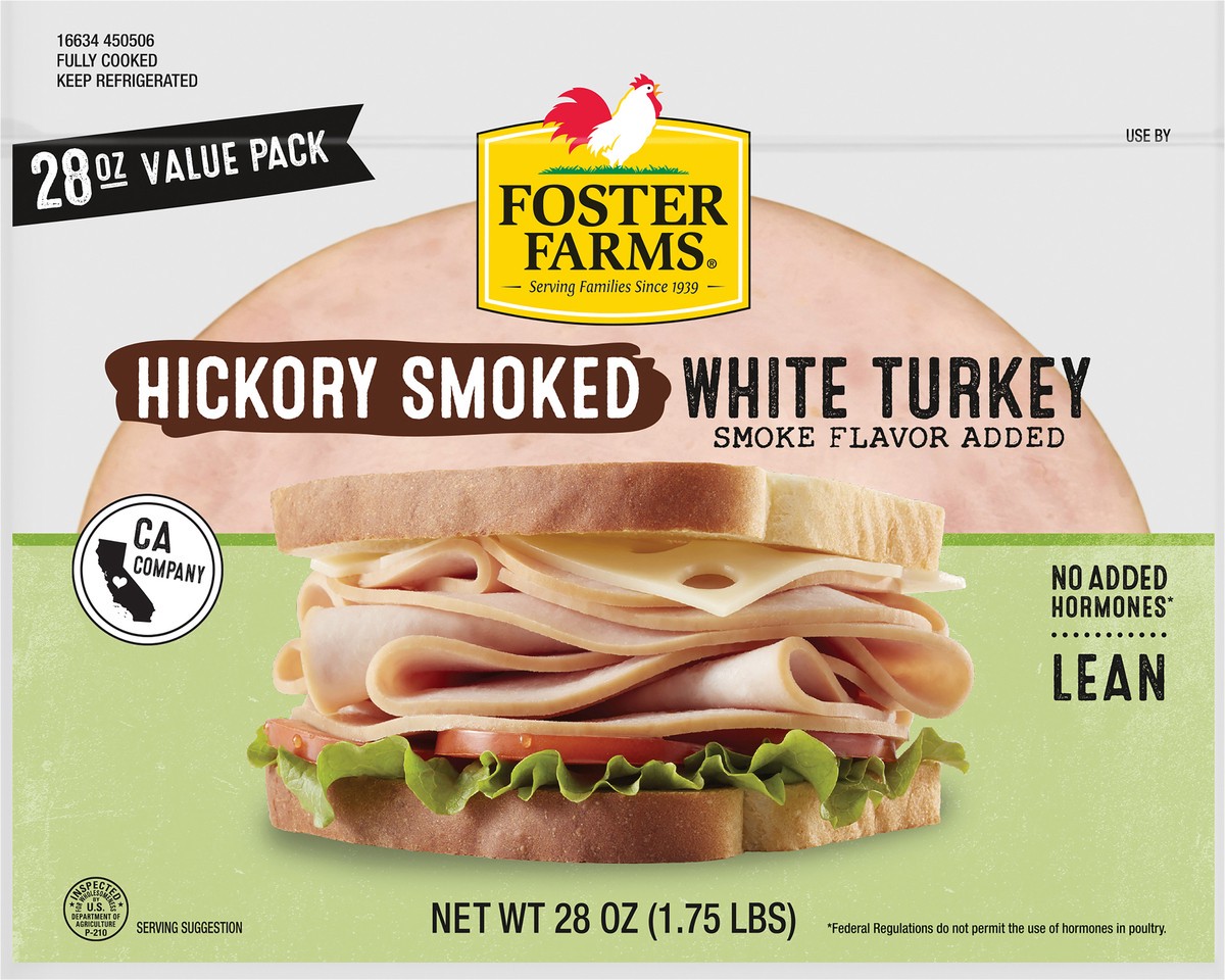 slide 3 of 3, Foster Farms Hickory Smoked White Turkey Deli Meat - 28 oz, 28 oz