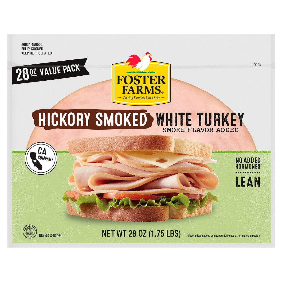 slide 1 of 3, Foster Farms Hickory Smoked White Turkey Deli Meat - 28 oz, 28 oz