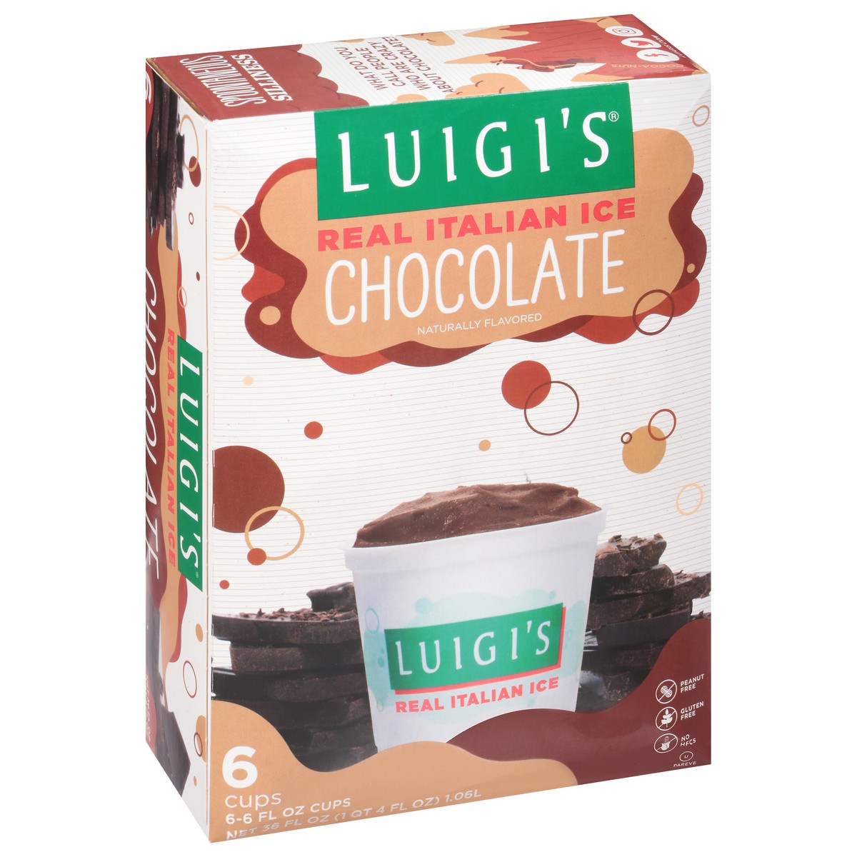 slide 2 of 9, Luigi's Chocolate Real Italian Ice 6 - 6 fl oz Cups, 6 ct