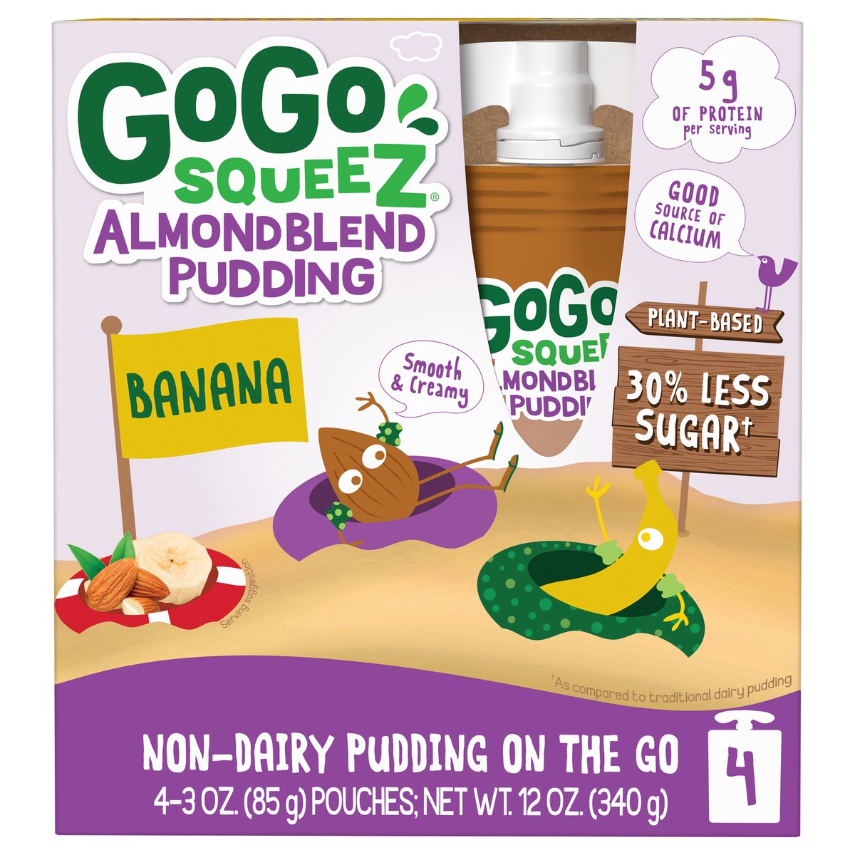 slide 1 of 7, GoGo Squeez 4 Pack Banana Almond Blend Pudding 4 ea, 4 ct