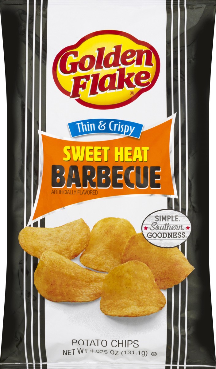 slide 2 of 10, Golden Flake Sweet Heat BBQ Potato Chips, 4.625 oz