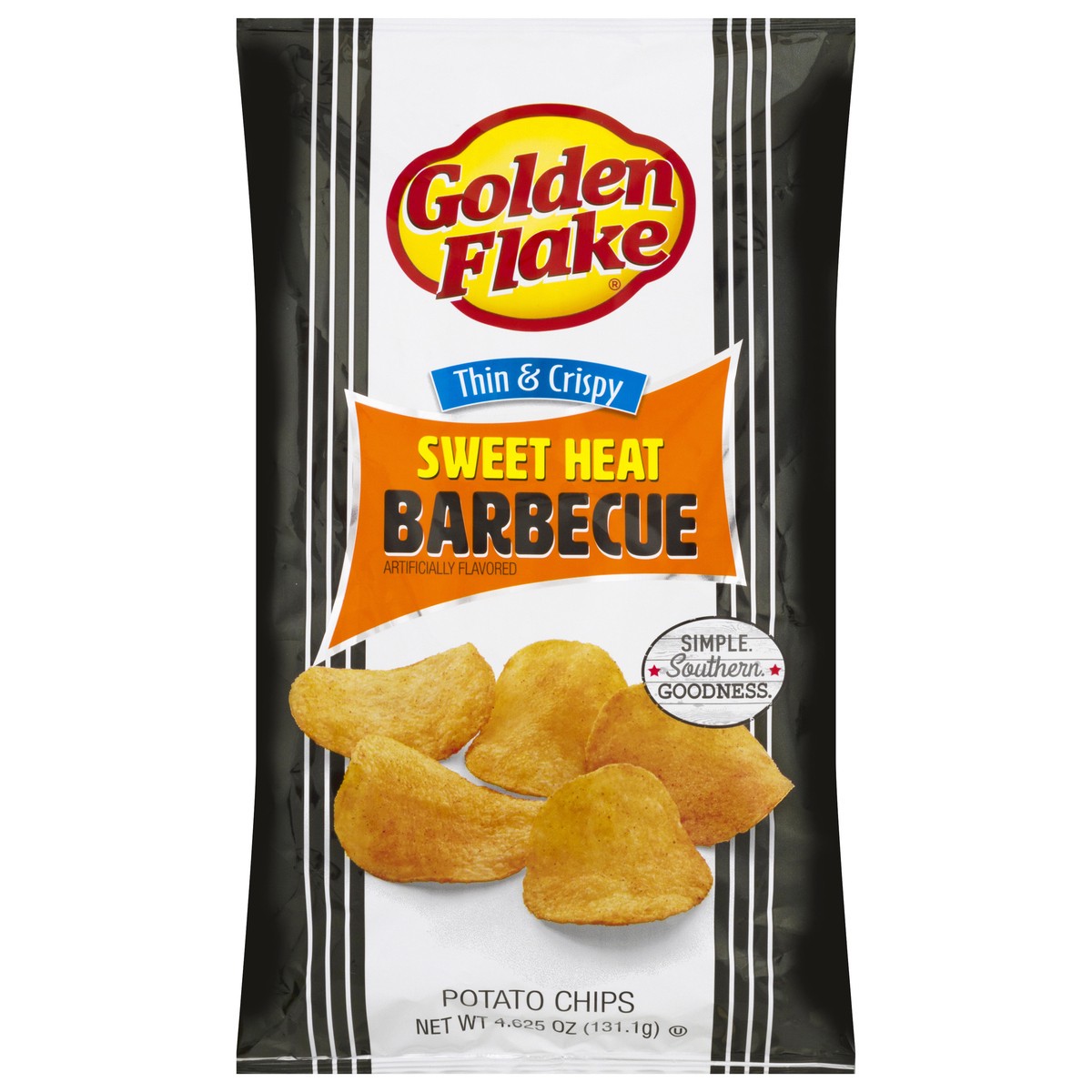 slide 1 of 10, Golden Flake Sweet Heat BBQ Potato Chips, 4.625 oz