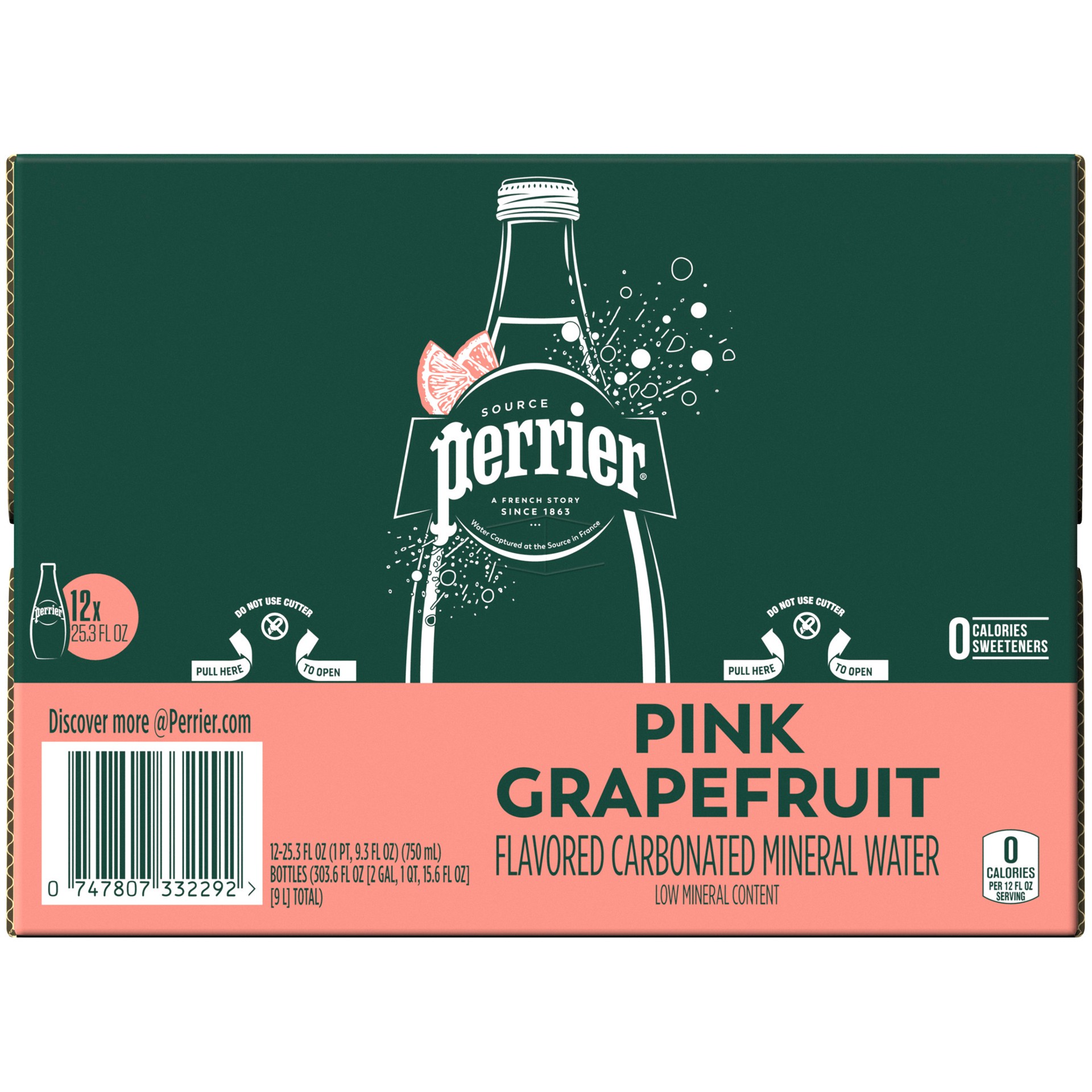 slide 1 of 6, Perrier Pink Grapefruit Flavored Sparkling Water, Glass Water Bottles (Pack of 12) - 303.60 oz, 303.60 oz